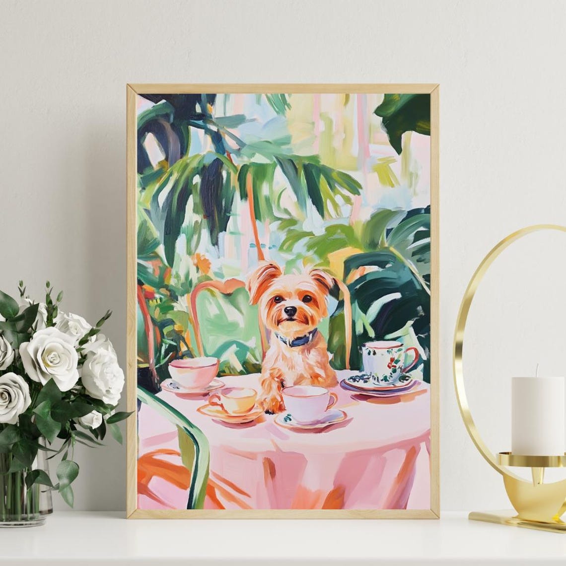 Biewer Terrier Dog Tea Party Yorkie Style Cute Puppy Pet Poster - Image 3