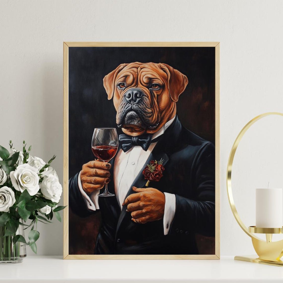 Bullmastiff In Tuxedo Poster Pet Poster Bullmastiff In Suit Print Bullmastiff Portrait Dog Living Room Poster Funny Bullmastiff Art - Image 3