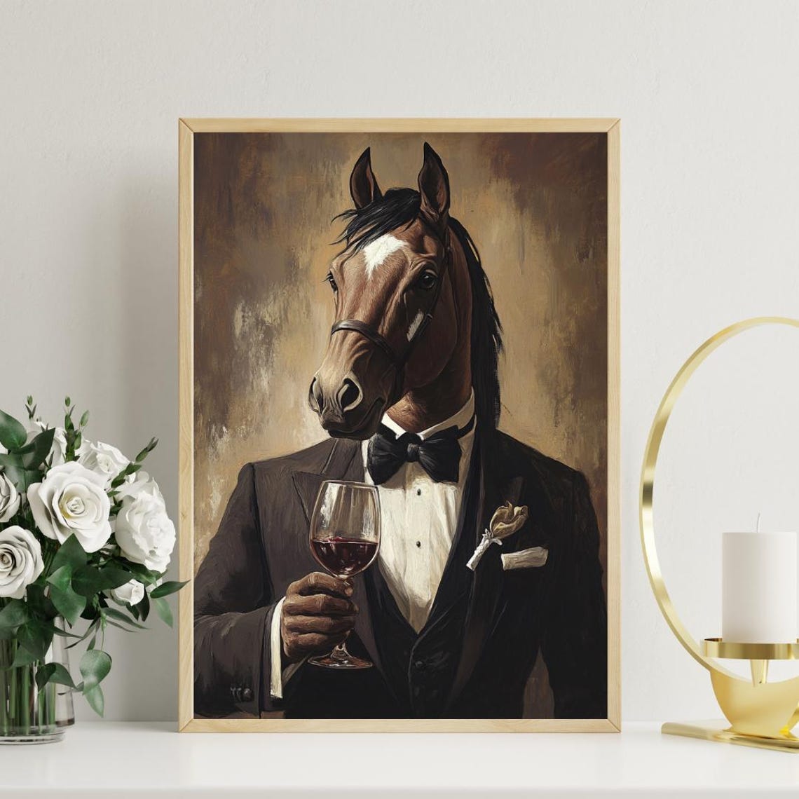 Horse In Tuxedo Poster Animal Poster Horse In Suit Print Horse Portrait Animal Living Room Poster Funny Horse Print Horse Poster - Image 3