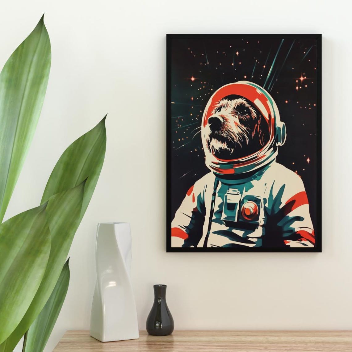 Scruffy Terrier Astronaut Vintage Retro Space Portrait Art Poster - Image 2