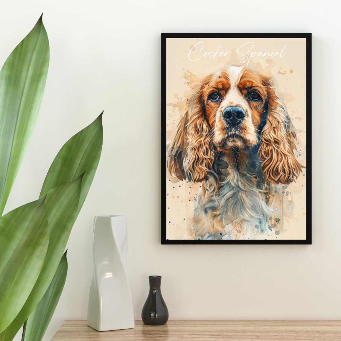 Cocker Spaniel Watercolor Portrait Golden Dog Breed Art Poster - Image 2