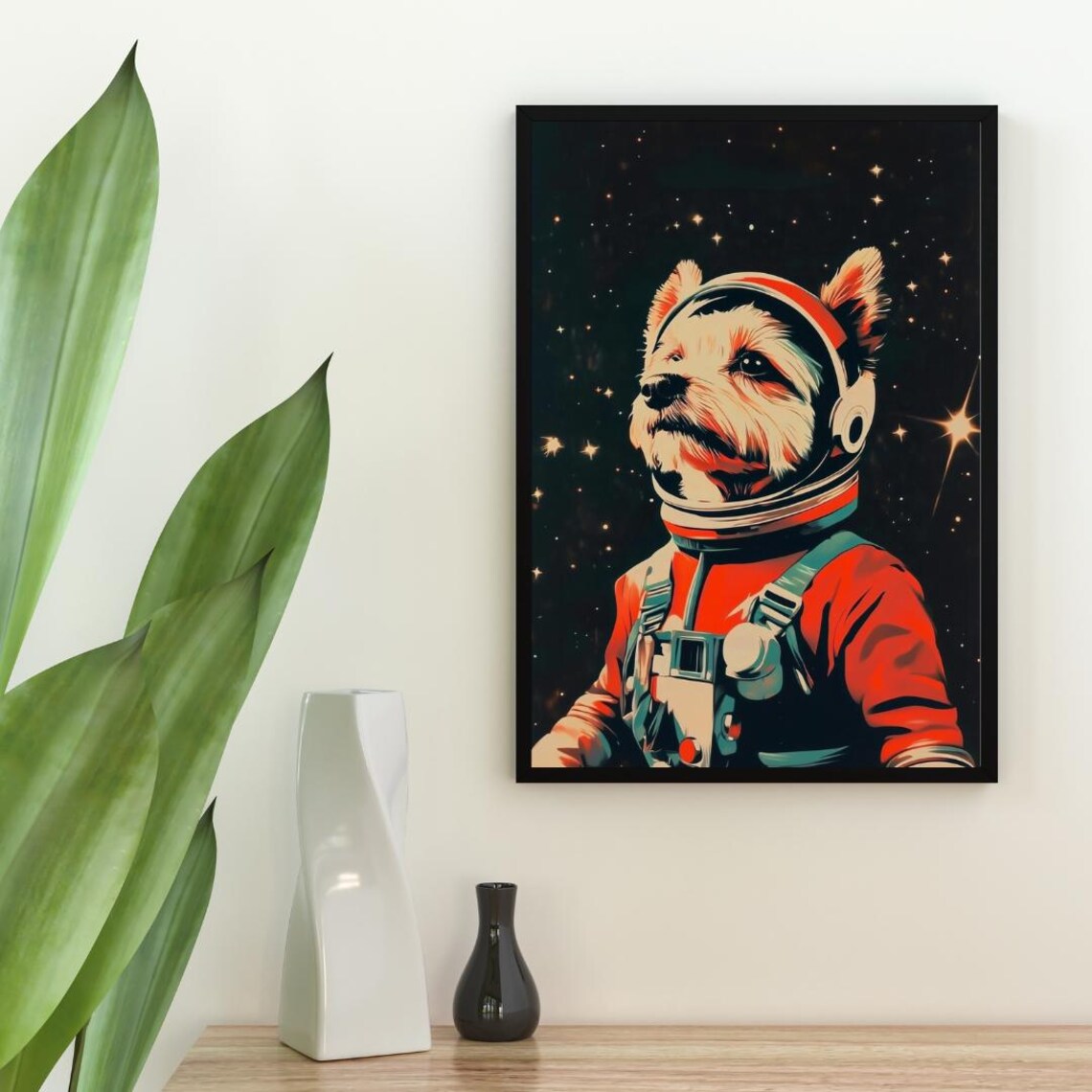 Yorkshire Terrier Astronaut Retro Red Space Suit Tiny Hero Portrait Poster - Image 2