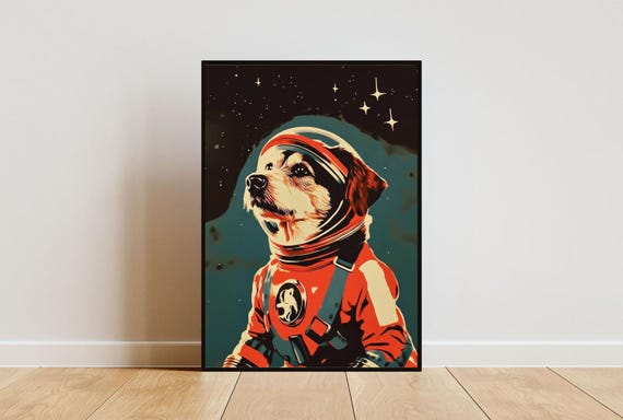 Airedale Terrier Astronaut Poster Airedale Terrier Retro Print Airedale Terrier Portrait Funny Dog Poster Andy Warhol Art Vintage Print