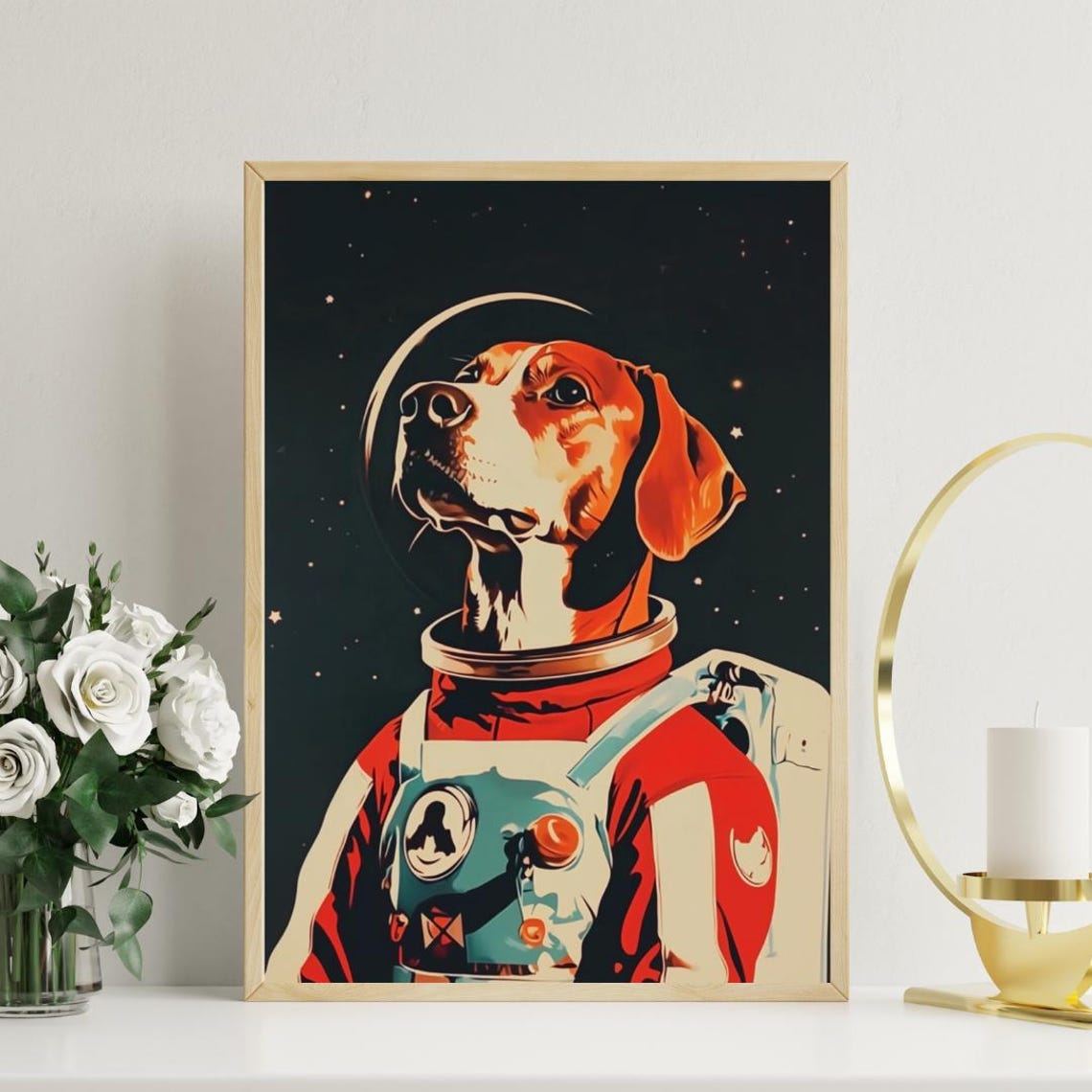 Rhodesian Ridgeback Astronaut Retro Space Dog Portrait Poster - Image 3