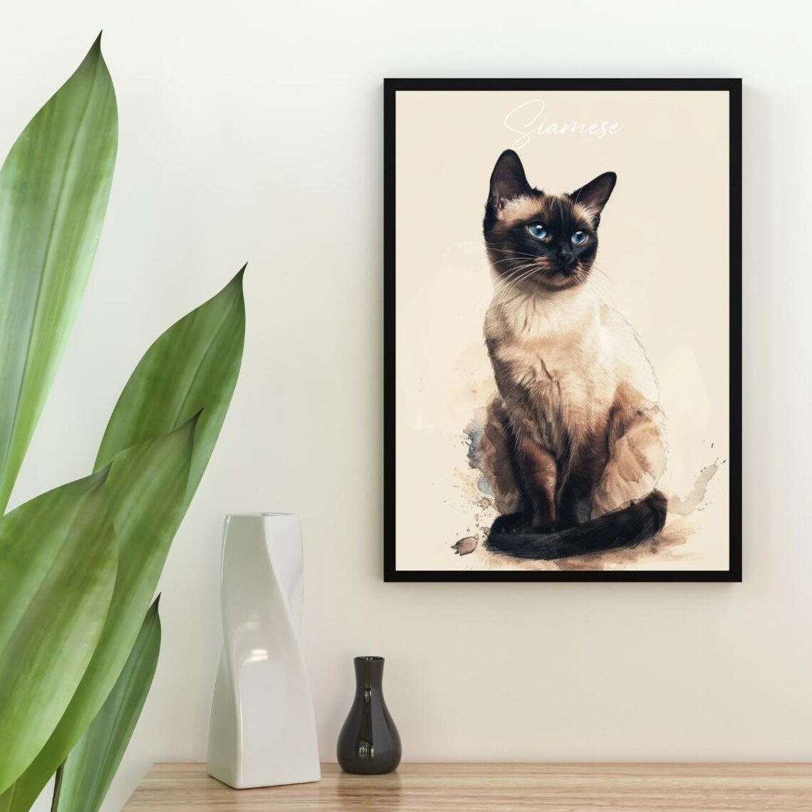 Siamese Cat Watercolor Art Print, Personalized - Image 2