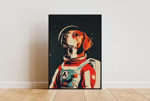 Rhodesian Ridgeback Astronaut Poster Rhodesian Ridgeback Retro Print Rhodesian Ridgeback Portrait Funny Dog Poster Andy Warhol Poster