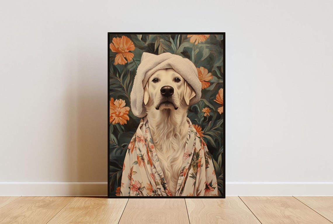 Anatolian Shepherd Spa Day In Bathrobe Funny Dog Bathroom Poster