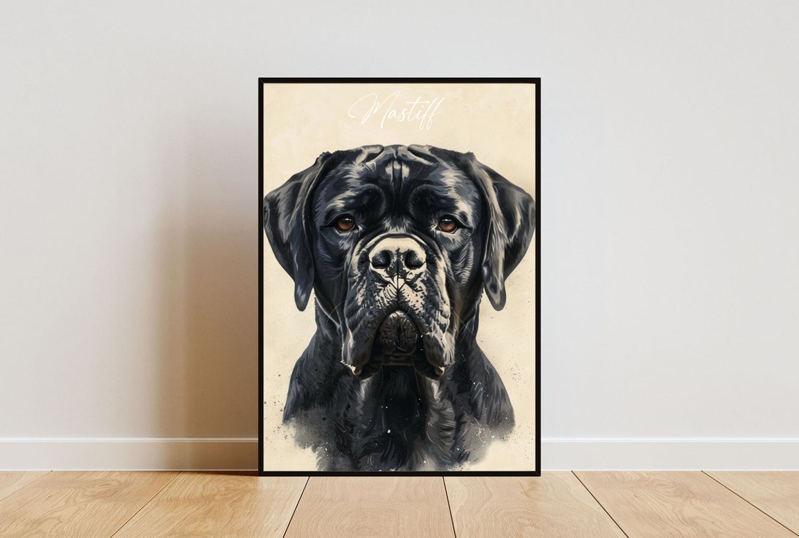 Mastiff Poster Dog Poster Mastiff Print Dog Wall Art Personalised Dog Photo Dog Mastiff Watercolour Pet Portrait Pet Portrait Dog