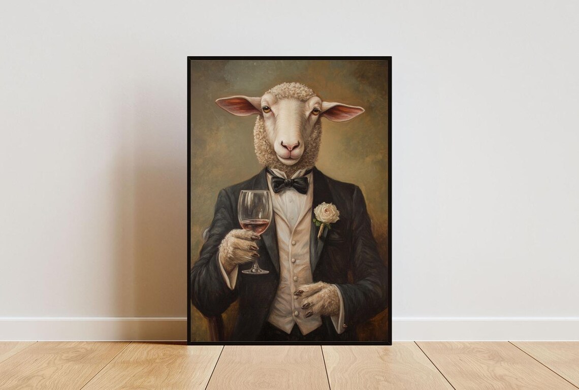 Sheep in Tuxedo Funny Animal Poster Print