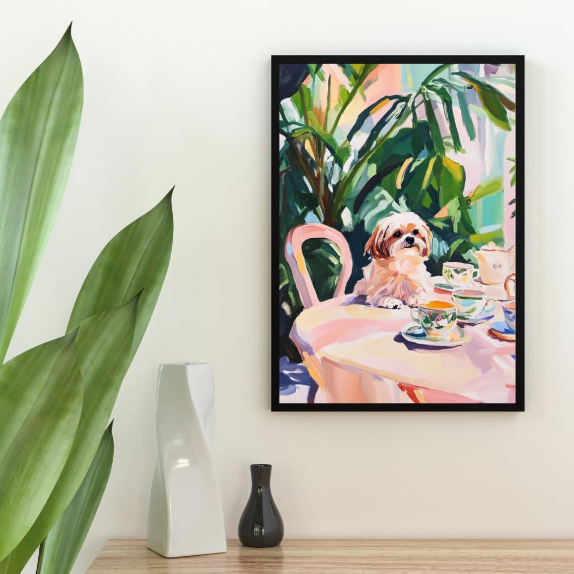 Retro Shih Tzu Oil Painting Poster Art Print - Image 2
