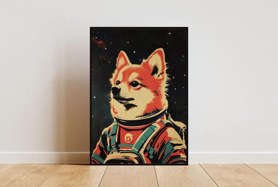 Pomeranian Astronaut Poster Pomeranian Retro Print Pomeranian Portrait Dog Retro Space Poster Funny Dog Poster Andy Warhol Style Poster