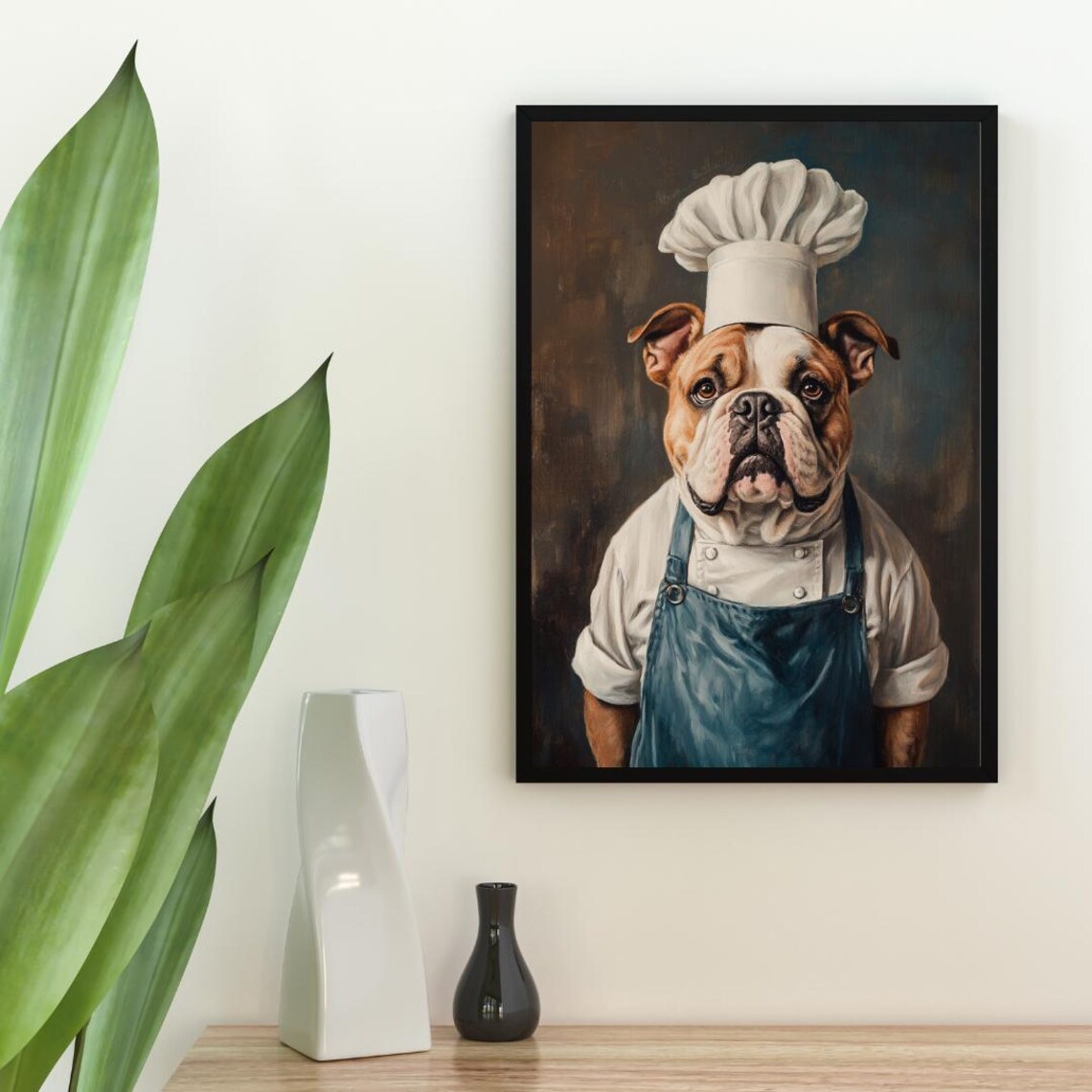 Bulldog In Chef's Hat Funny Dog Kitchen Poster - Image 2