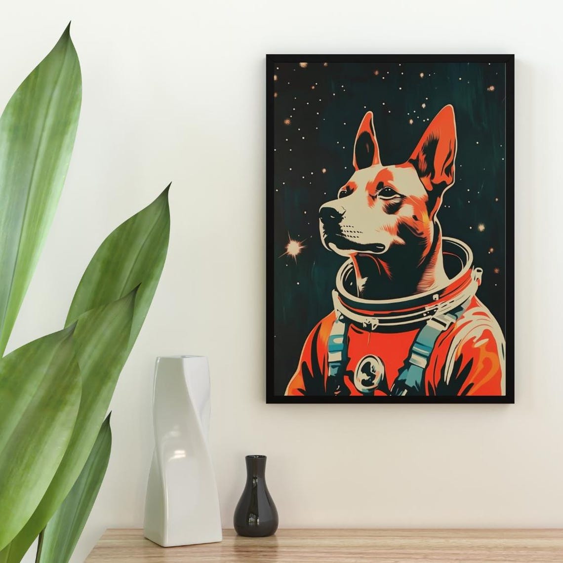 Belgian Malinois Astronaut Retro Space Dog Portrait Poster Gift - Image 2
