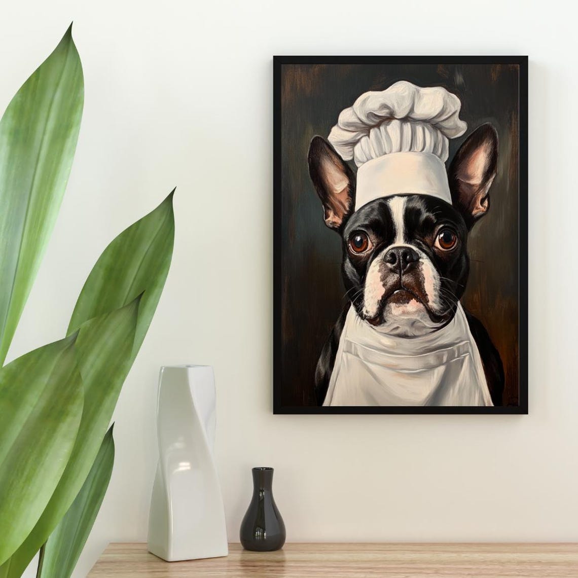 Boston Terrier Chef Dog Portrait Funny Pet Kitchen Art Poster - Image 2