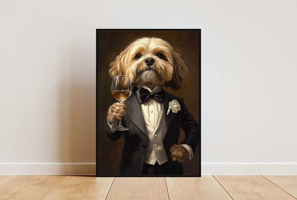 Lhasa Apso In Tuxedo Funny Dog Art Print