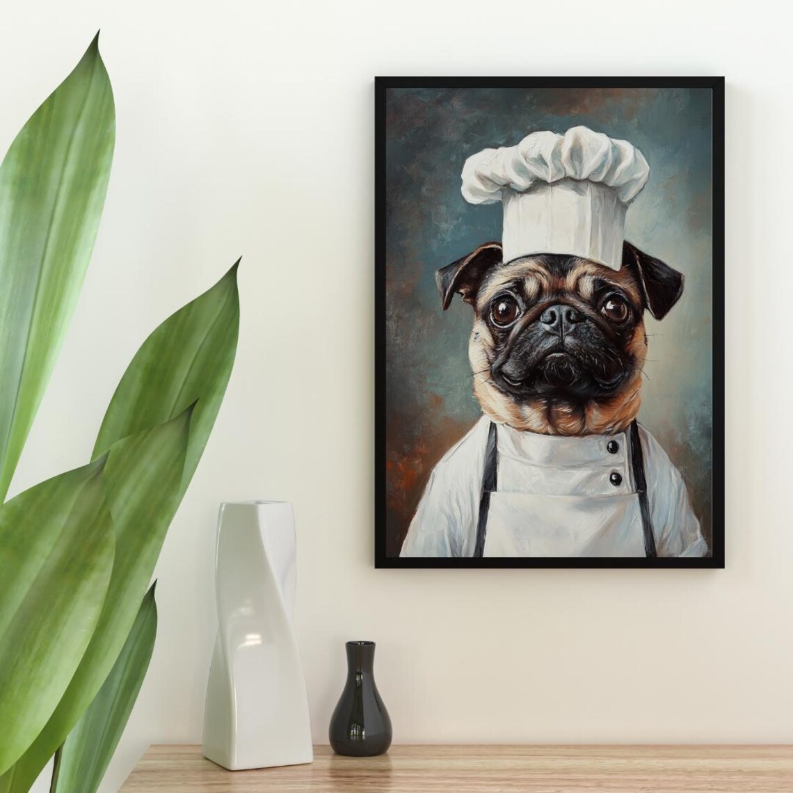 Pug In Chef's Hat Kitchen Dog Poster Print - Image 2