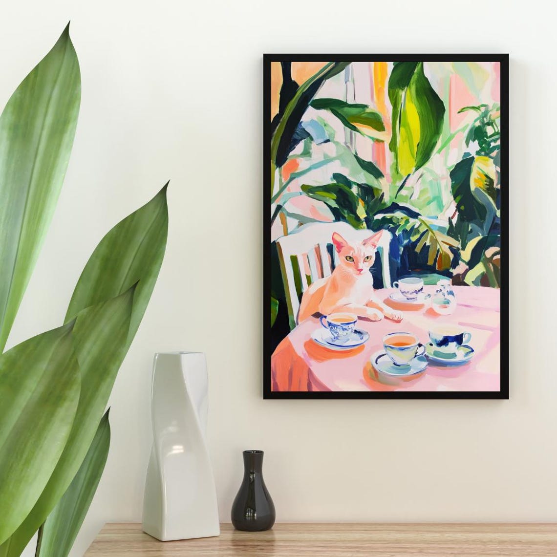 Retro Oriental Shorthair Poster Oriental Shorthair Oil Painting Vintage Poster Cat Dining Room Wall Art Retro Cat Poster Pet Poster - Image 2