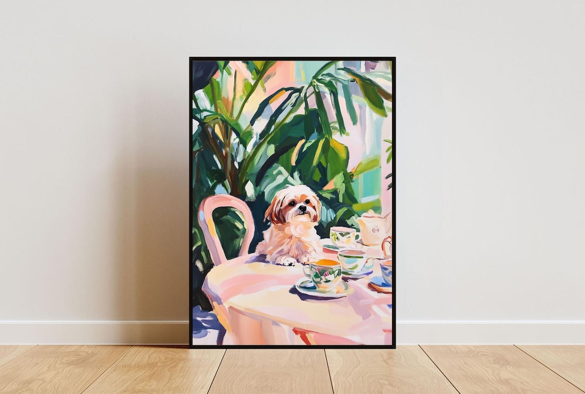 Retro Shih Tzu Oil Painting Poster Art Print