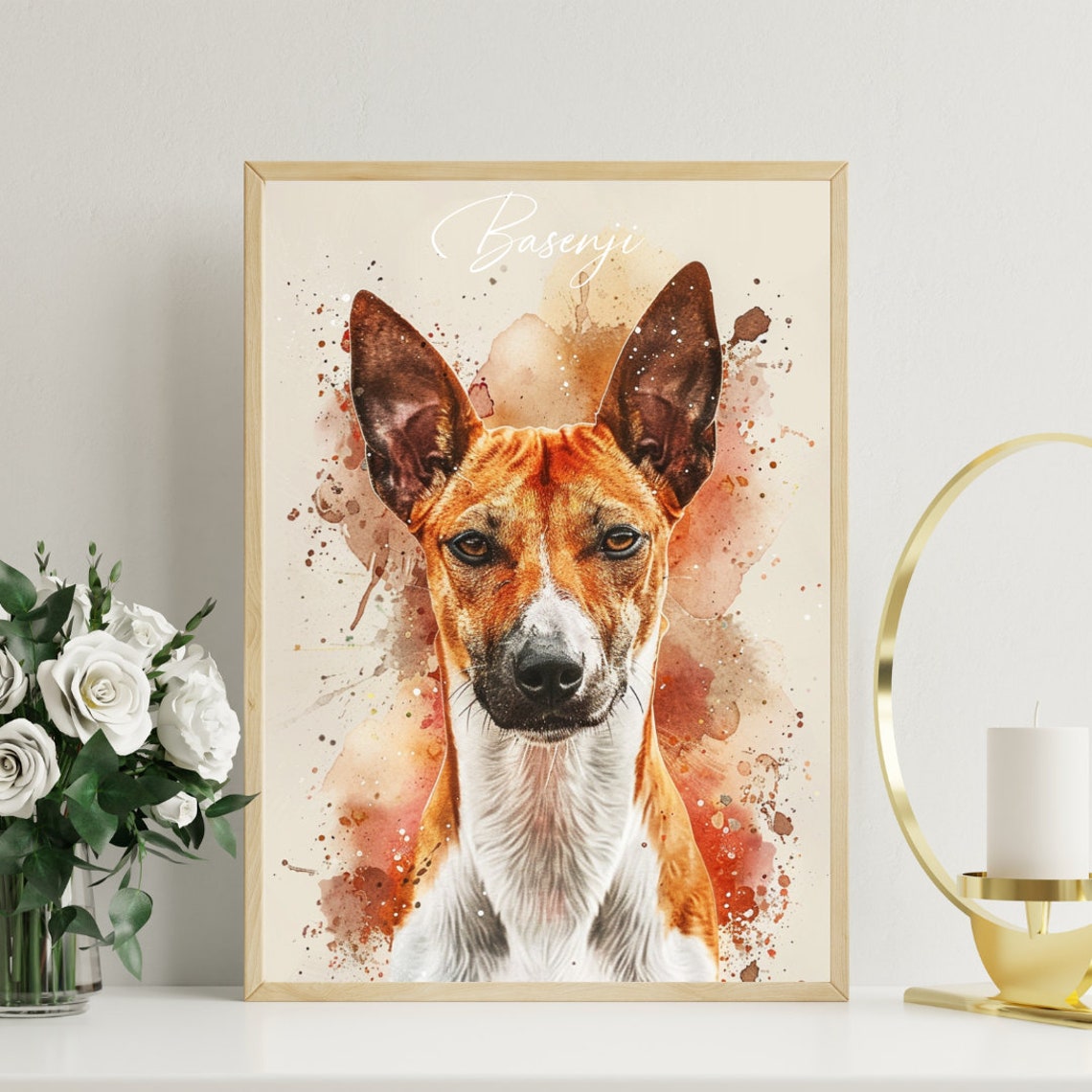 Basenji Watercolor Dog Portrait Poster for Dog Lovers Decor Gift - Image 3