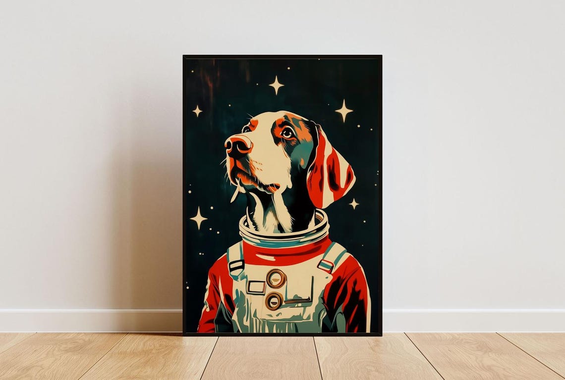 German Shorthaired Pointer Astronaut Poster German Shorthaired Pointer Retro Print Vintage Art Funny Dog Poster Andy Warhol Style Print