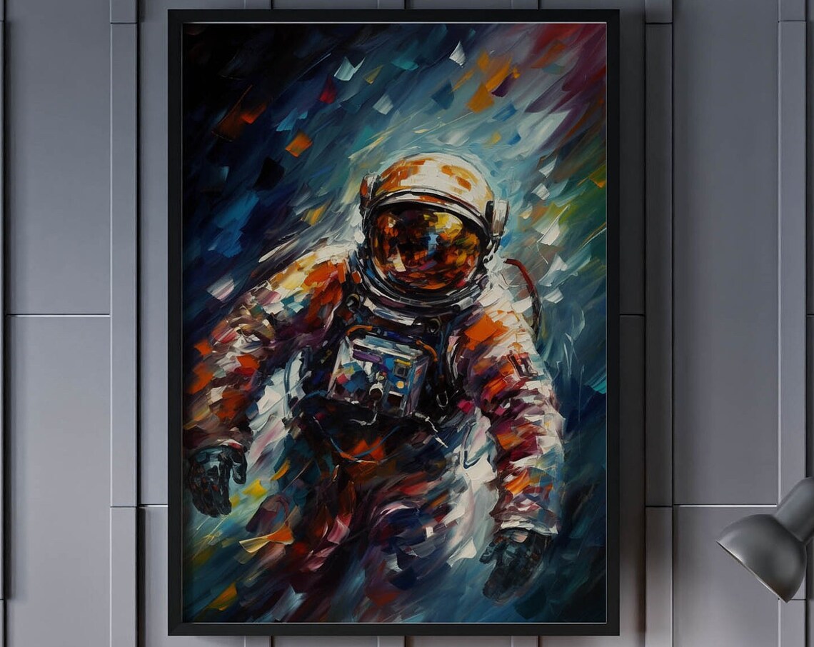 Abstract Colorful Astronaut Painting Bold Brushstroke Art Poster