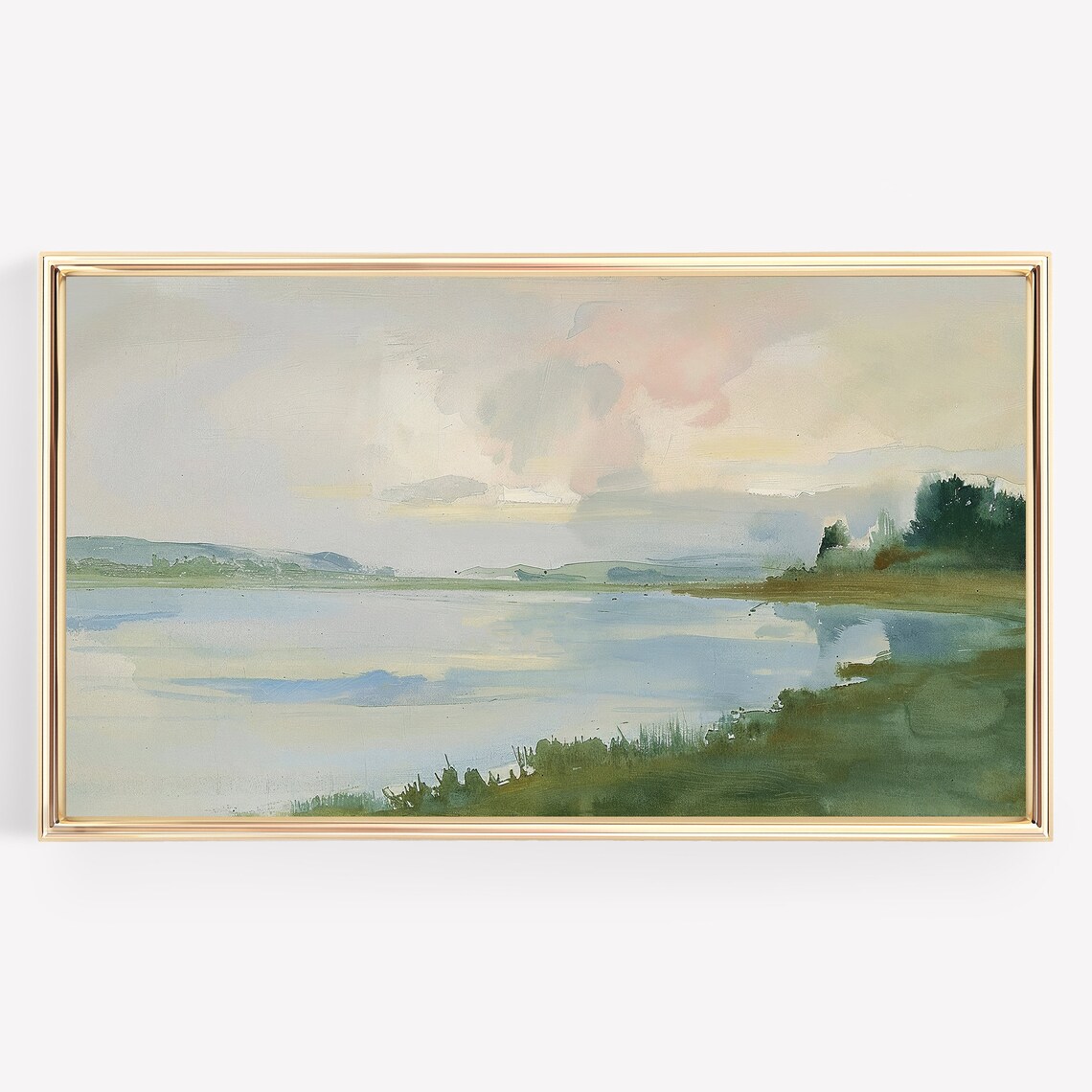Summer Green Landscape With Lake Art Print - Image 2
