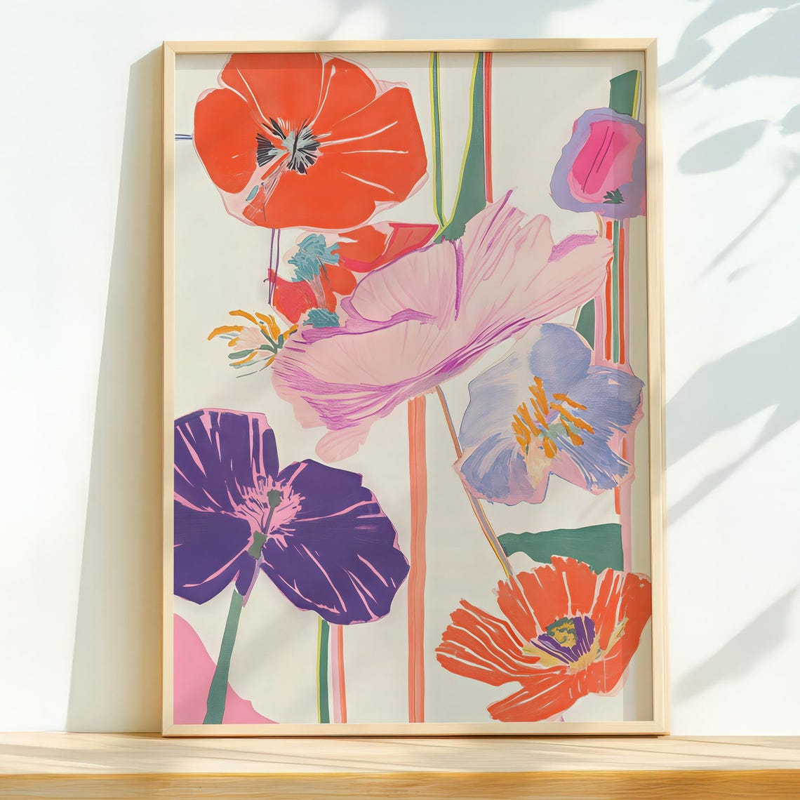 Poppy Art Colorful Floral Wall Modern Botanical Print In Multiple Sizes