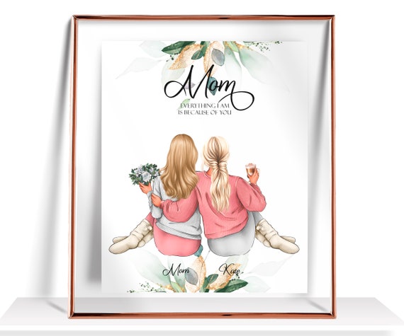 Personalized Mothers Day Gift For Mom From Daughter Mom Birthday Gift Custom Family Portrait Mum Gift Mother Daughter Gift Mothers Day Print