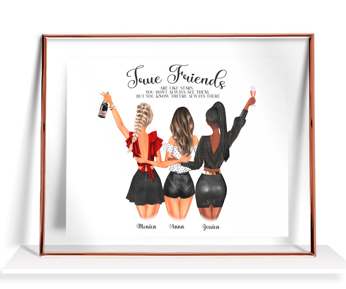 True Friends Are Like Stars Three Best Friends Toast Party Poster