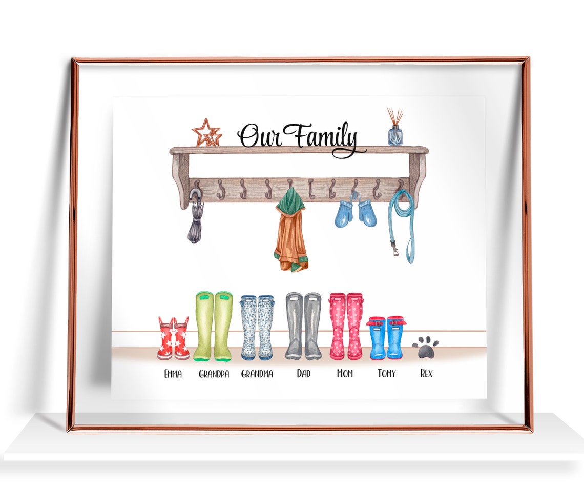 Family Gift Custom Welly Boots Family Print Personalized Family Portrait Home Gift Christmas Family Gift Family Picture Gift For Mom