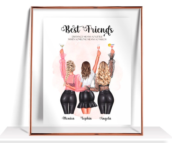 Best Friend Gift Friendship Gift Personalized Gift For Her 3 Best Friends Print Three Friends Gifts Best Friend Birthday Gifts