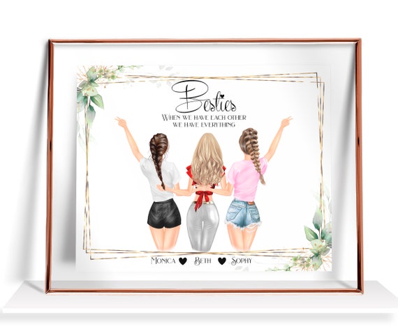 3 Best Friend Gift Best Friend Birthday Gifts Personalized Gift For Her Friendship Gift Three Best Friend Gifts Sister Gift Friends Print