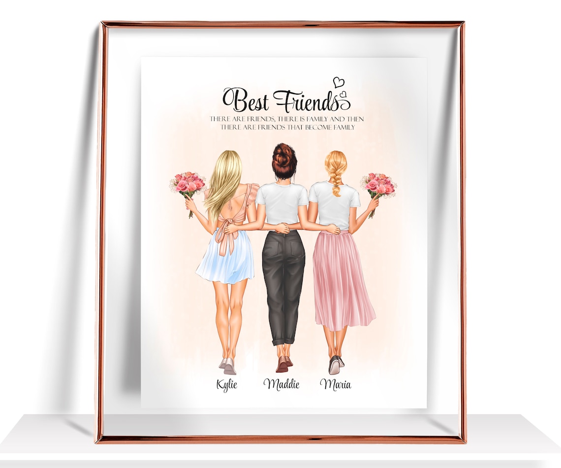 Best Friends Become Family Personalized Quote Print With Flower Art