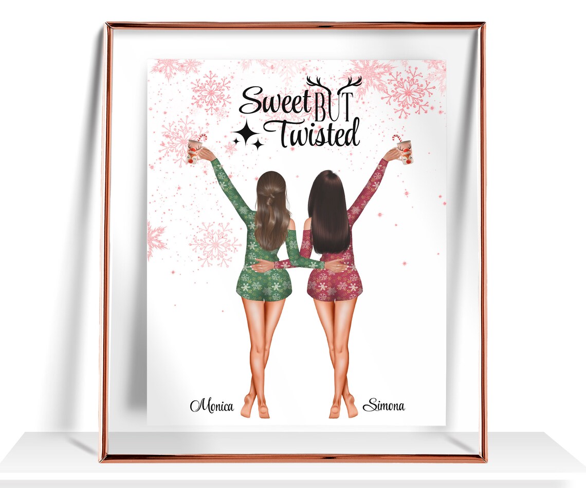 Sweet But Twisted Christmas Pajamas Best Friends Holiday Duo Print