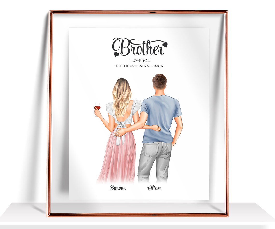 Brother I Love You to the Moon and Back Sister Brother Sibling Print