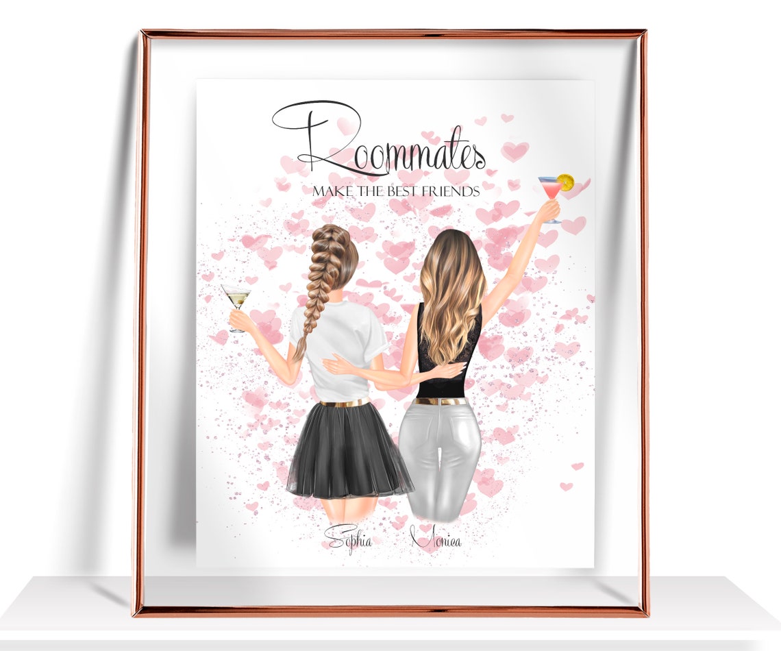 Roommates Make The Best Friends Pink Hearts Toast Party Wall Poster