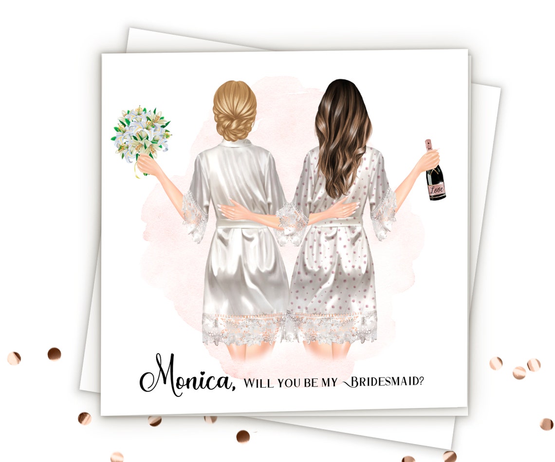 Custom Will You Be My Bridesmaid Bouquet Champagne Proposal Print