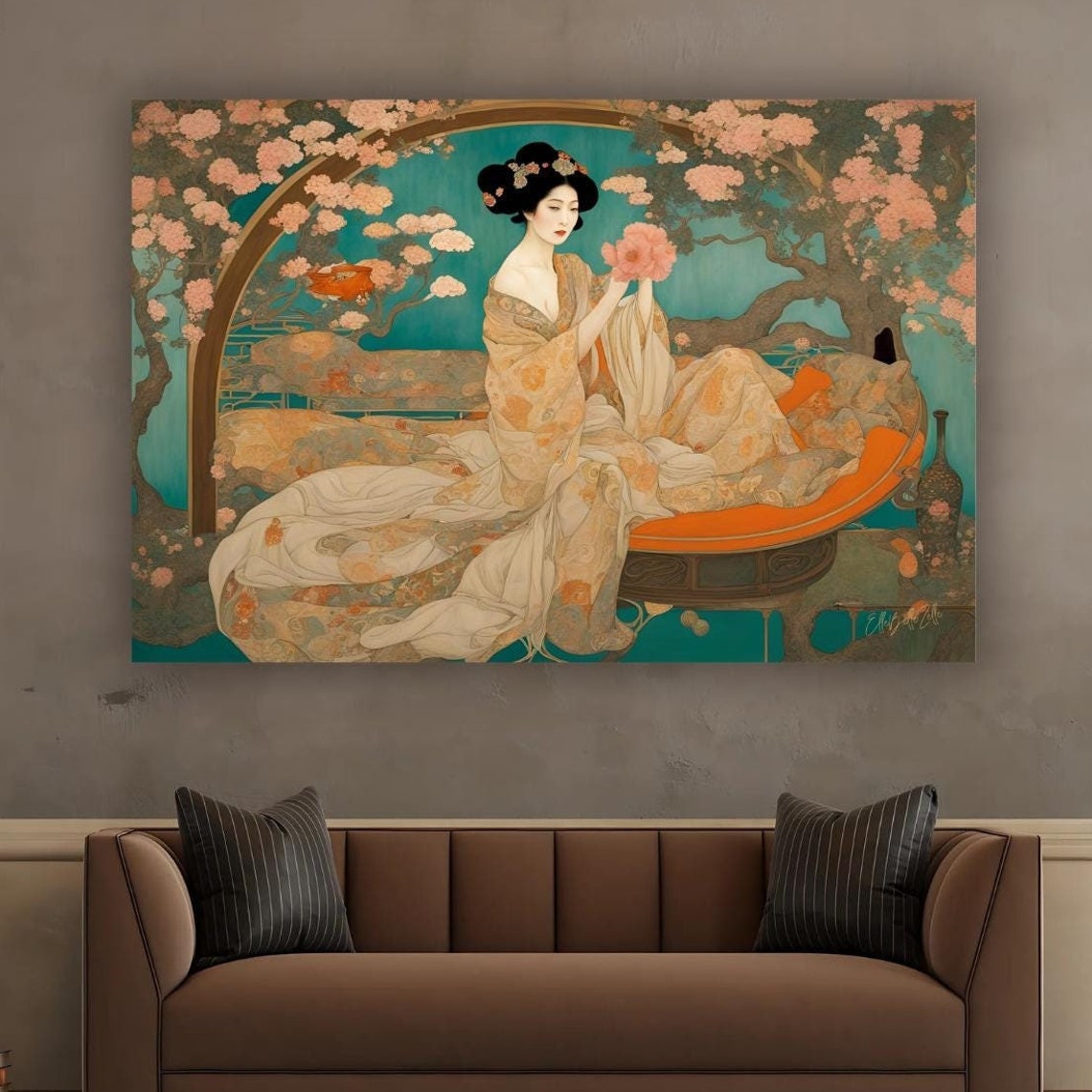 Geisha Japanese French Art Nouveau Painting Les Japonaises 10 Vintage Large Gallery Fine Art Wall Art Artist Signed Print