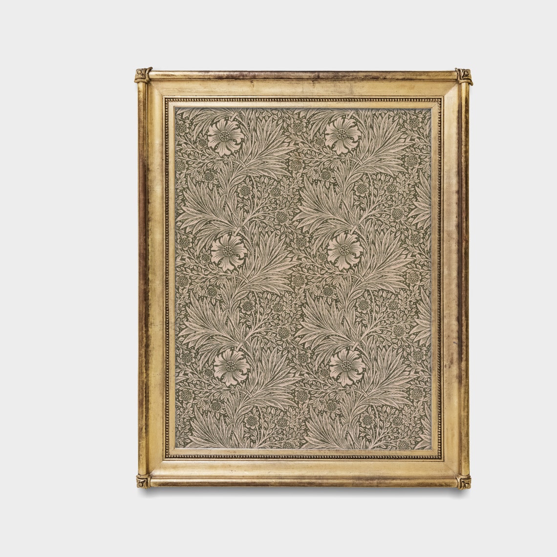 Vintage Floral Damask Textile Pattern Beige Botanical Wall Art - Image 4