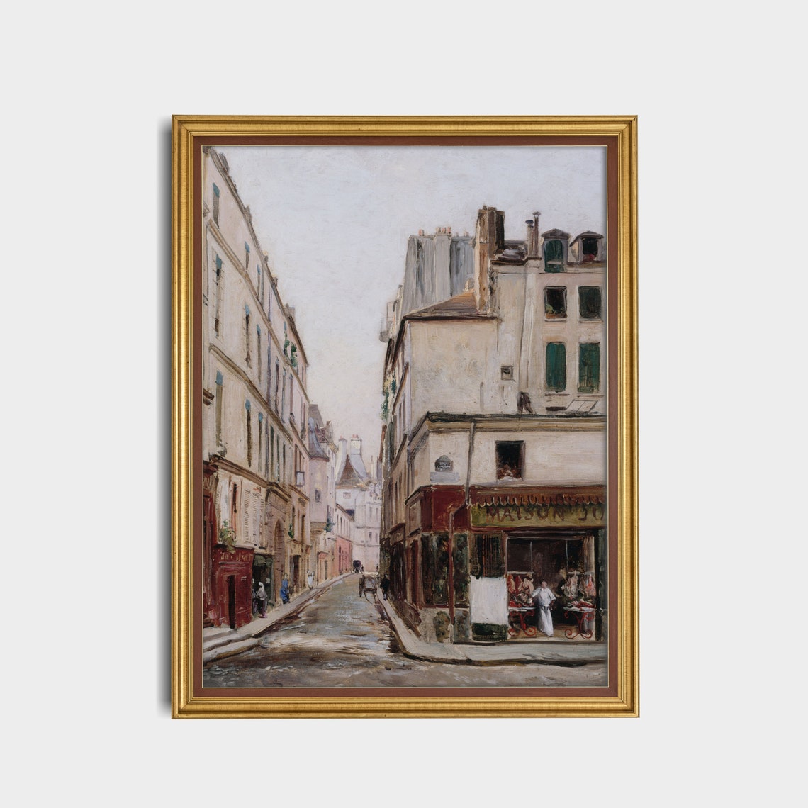 Paris Street Scene Old Shopfront Cobblestones Vintage Cityscape Poster - Image 4