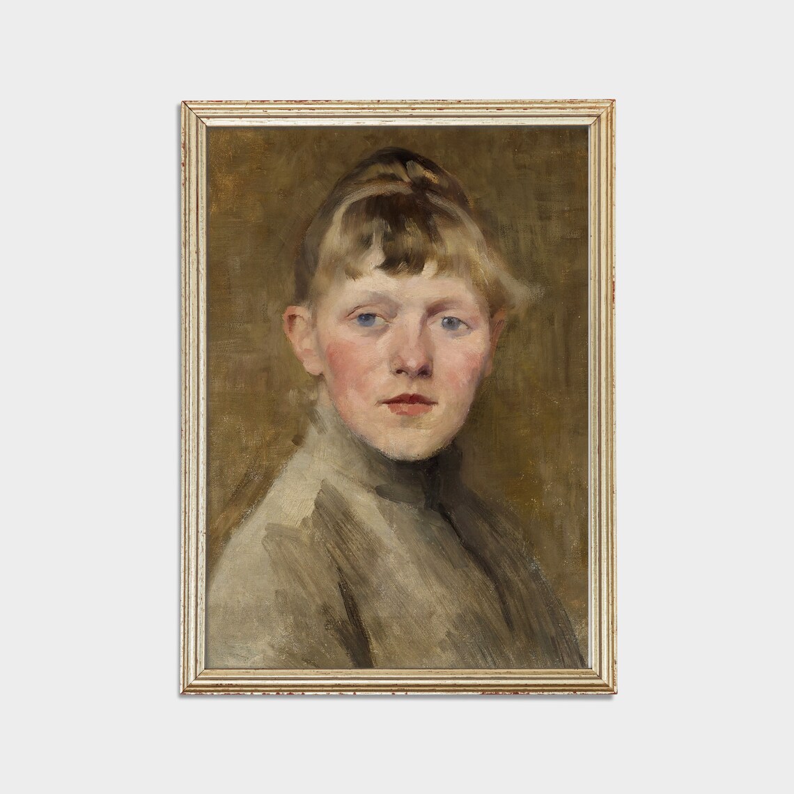 Impressionist Portrait of a Young Blonde Girl Antique Poster - Image 2