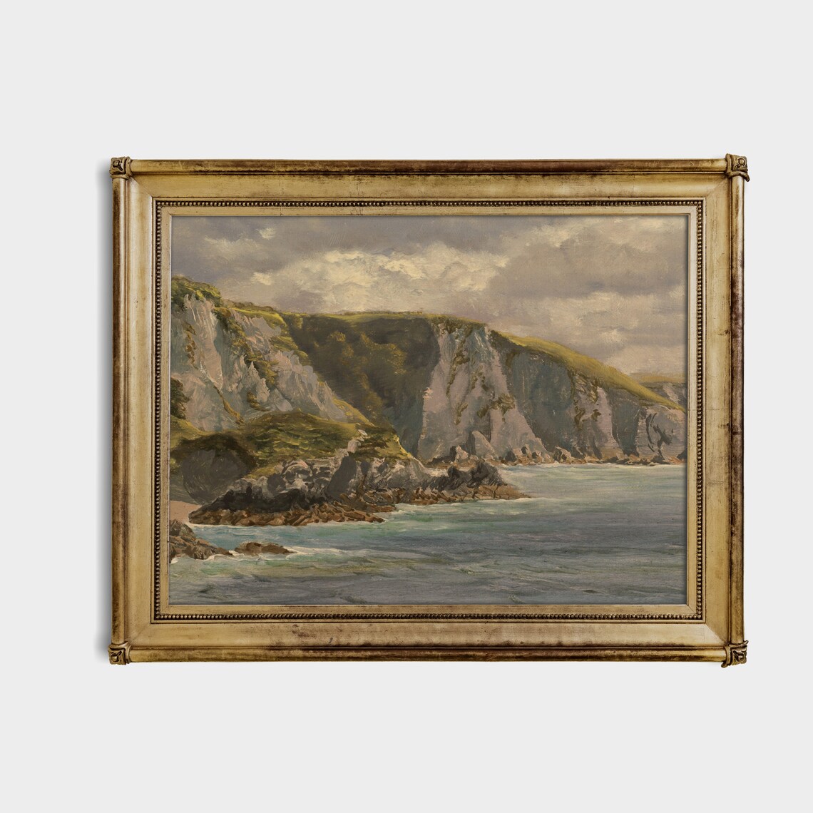 Rocky Coastal Cliffs Rising Above the Sea Vintage Seascape Art Poster - Image 4