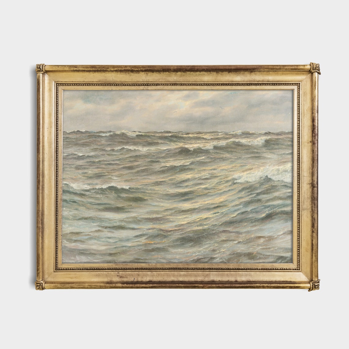 Grey Ocean Waves at Dawn Muted Neutral Minimalist Seascape Poster - Image 2