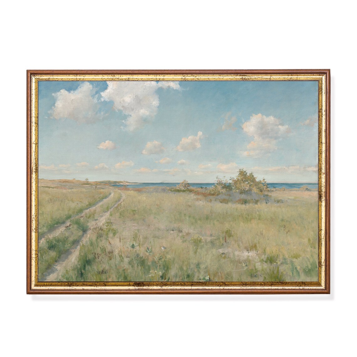 Vintage Landscape Painting, Rustic Farmhouse Art Print