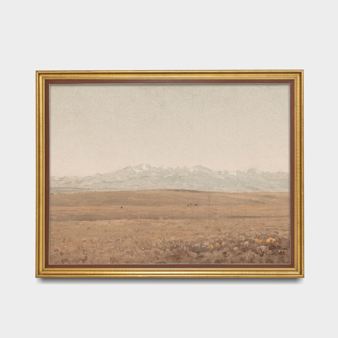 Distant Snowy Peaks Over an Empty Prairie Vintage Landscape Poster - Image 3
