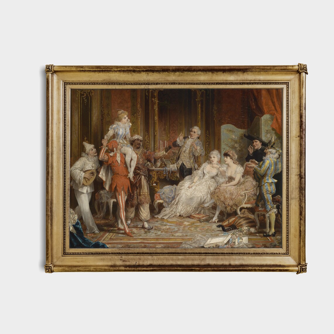 18th Century Masquerade Party Rococo Interior Painting Poster - Image 3