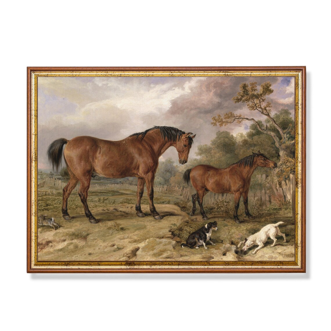 Vintage Horse and Dog Antique Equestrian Art Print