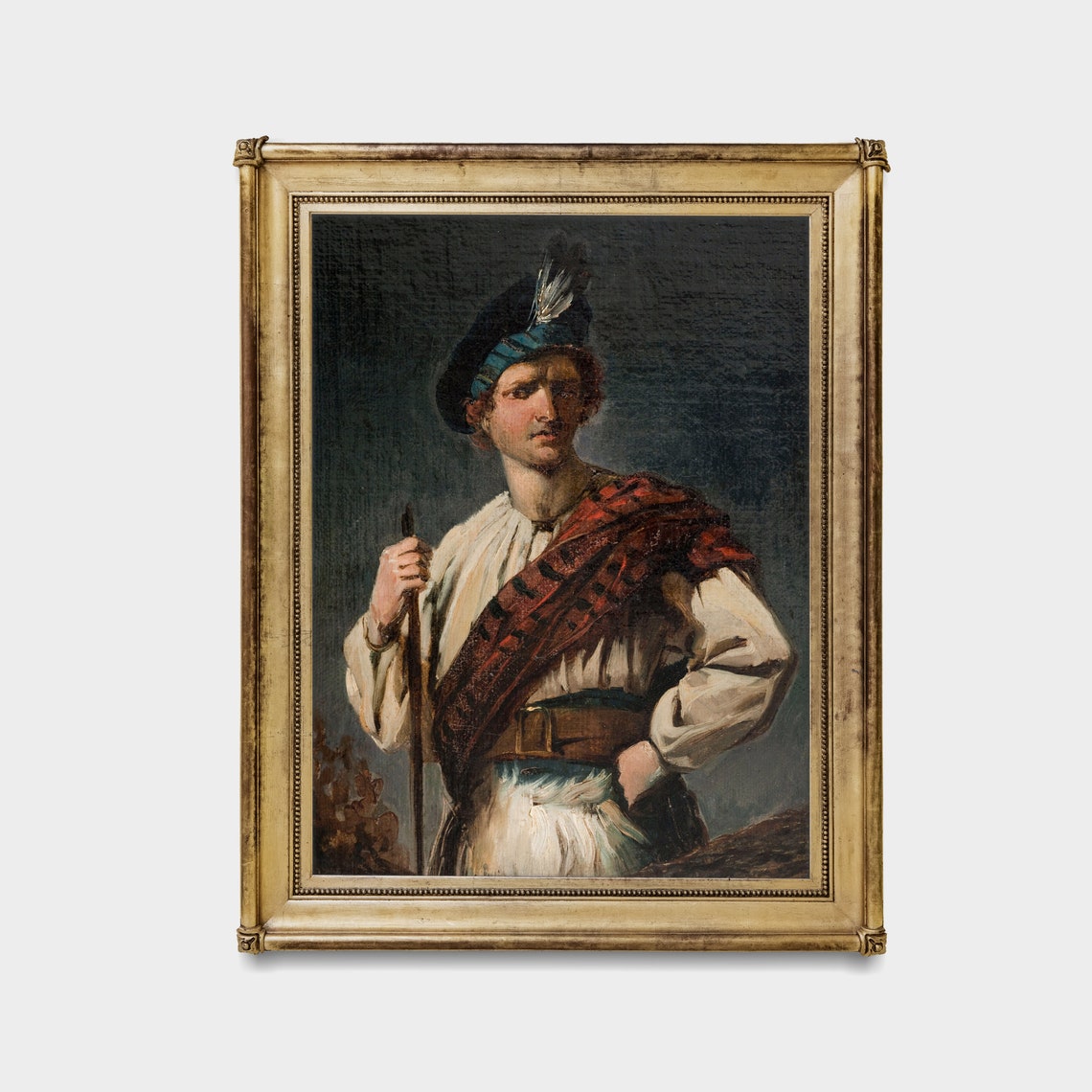 Highlander in Tartan Sash Feathered Bonnet Vintage Portrait Poster - Image 3