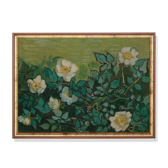 Print And Ship Vintage Flowers Print Wild Roses Antique Floral Art Moody Rustic Print Mailed Botanical Artwork