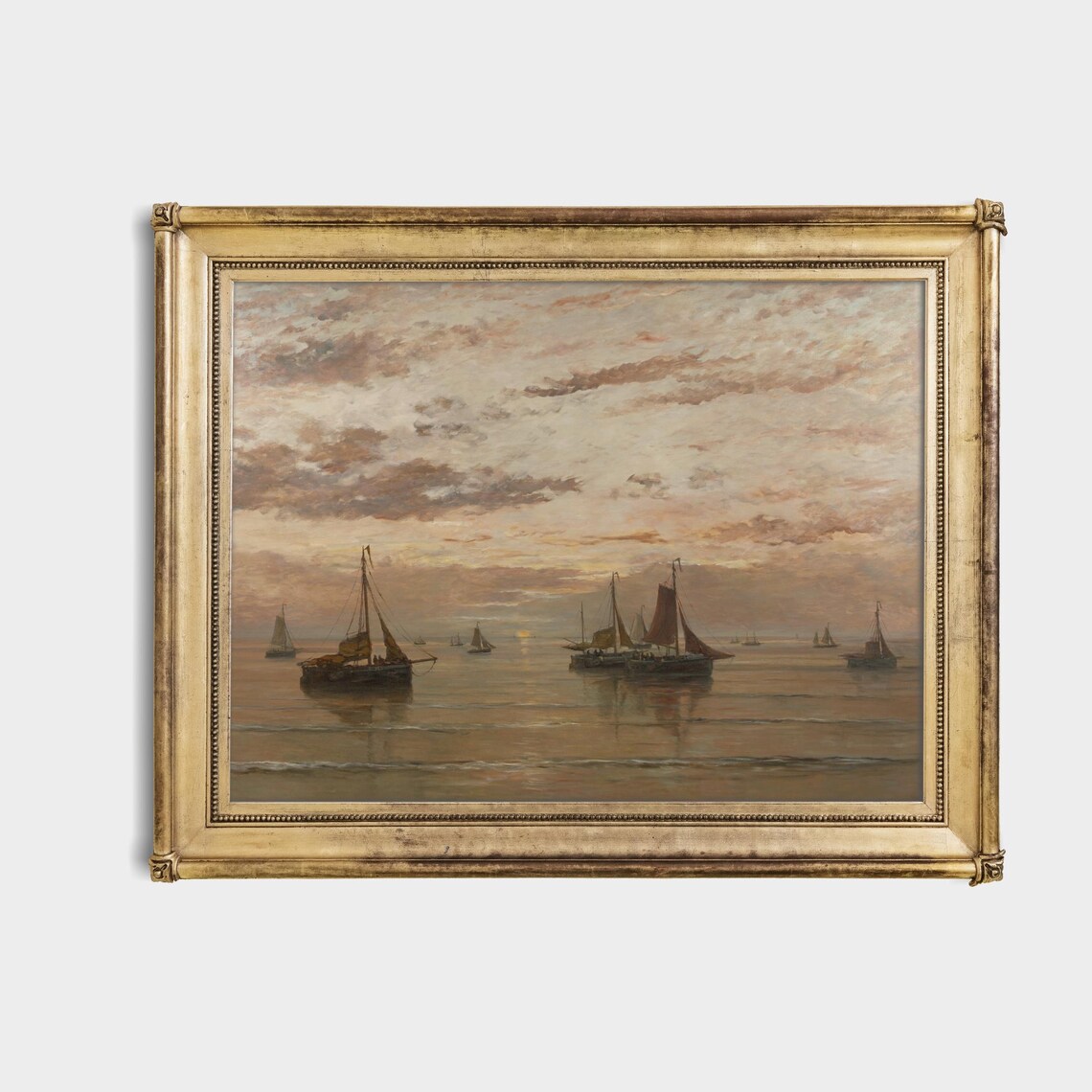 Vintage Sailing Ship Painting, Antique Seascape Art Print - Image 4